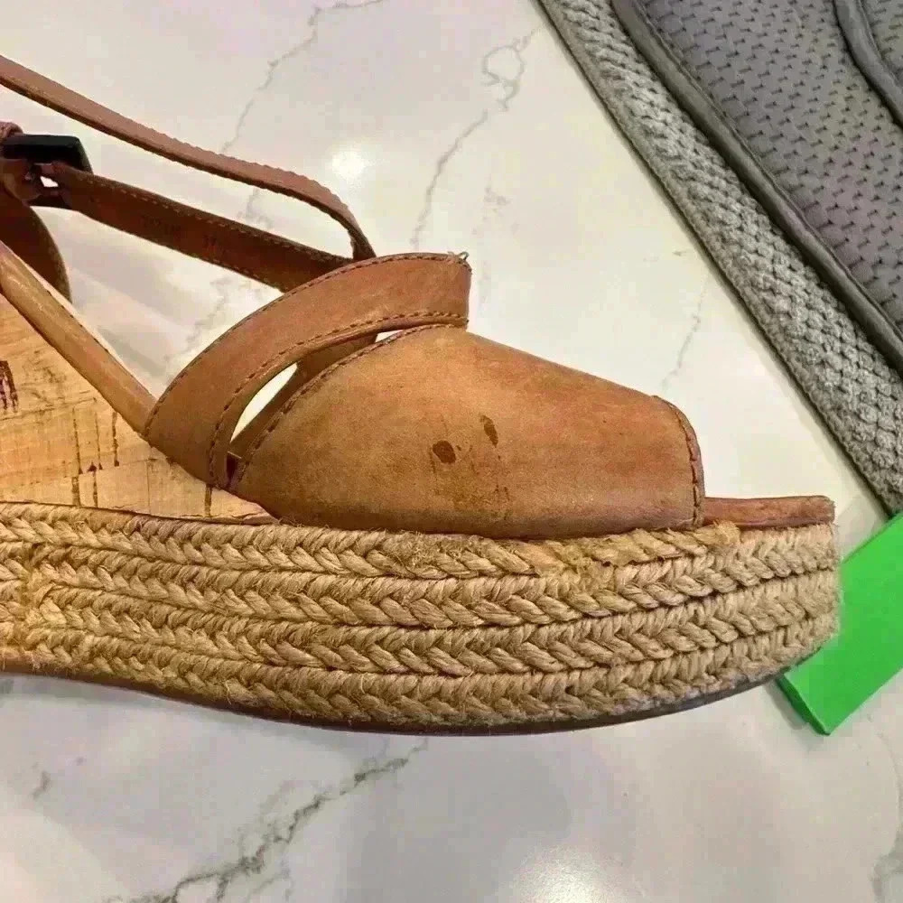 Prada Cork Wedge Strappy Tan Leather Sandals (Sz 37.5) - Picture 13 of 16